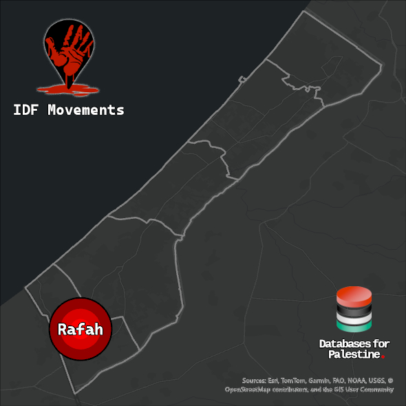 Map showing Rafah's location inside Gaza