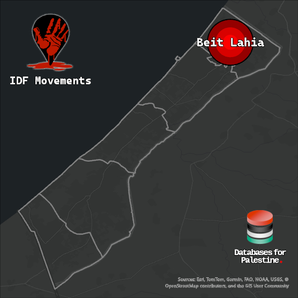Map showing Beit Lahia's location inside Gaza
