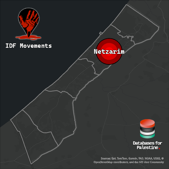 Map showing Netzarim's location inside Gaza