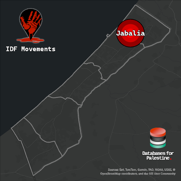 Map showing Jabalia's location inside Gaza