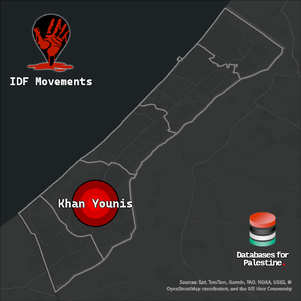 Map showing Khan Younis's location inside Gaza