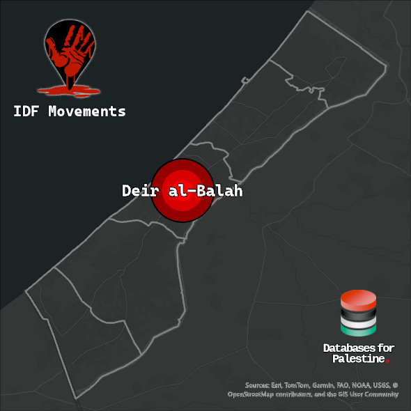 Map showing Deir al-Balah's location inside Gaza