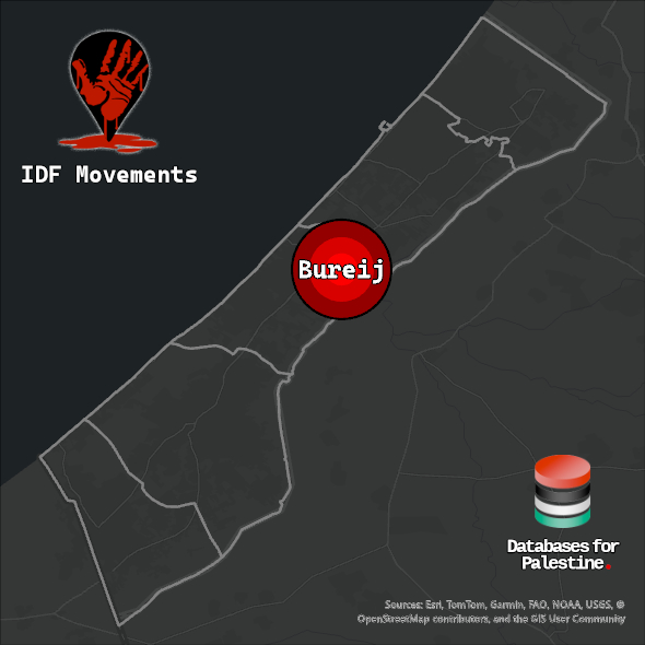 Map showing Bureij's location inside Gaza