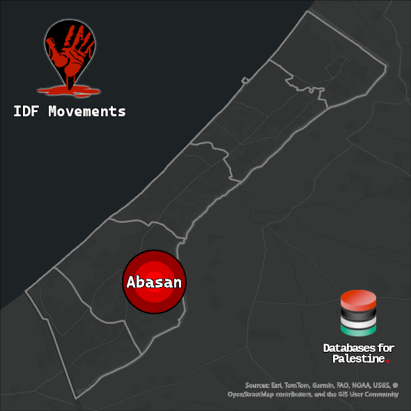 Map showing Abasan's location inside Gaza