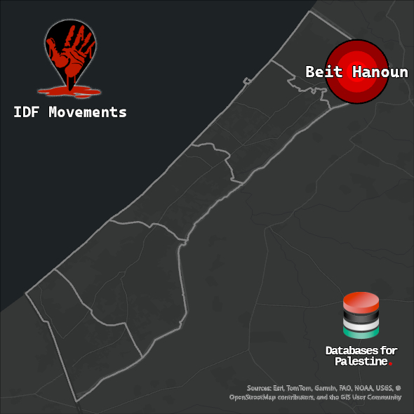 Map showing Beit Hanoun's location inside Gaza
