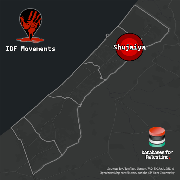 Map showing the location of Shujaiya inside Gaza.