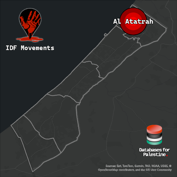 Map showing the location of Al Atatrah inside Gaza.